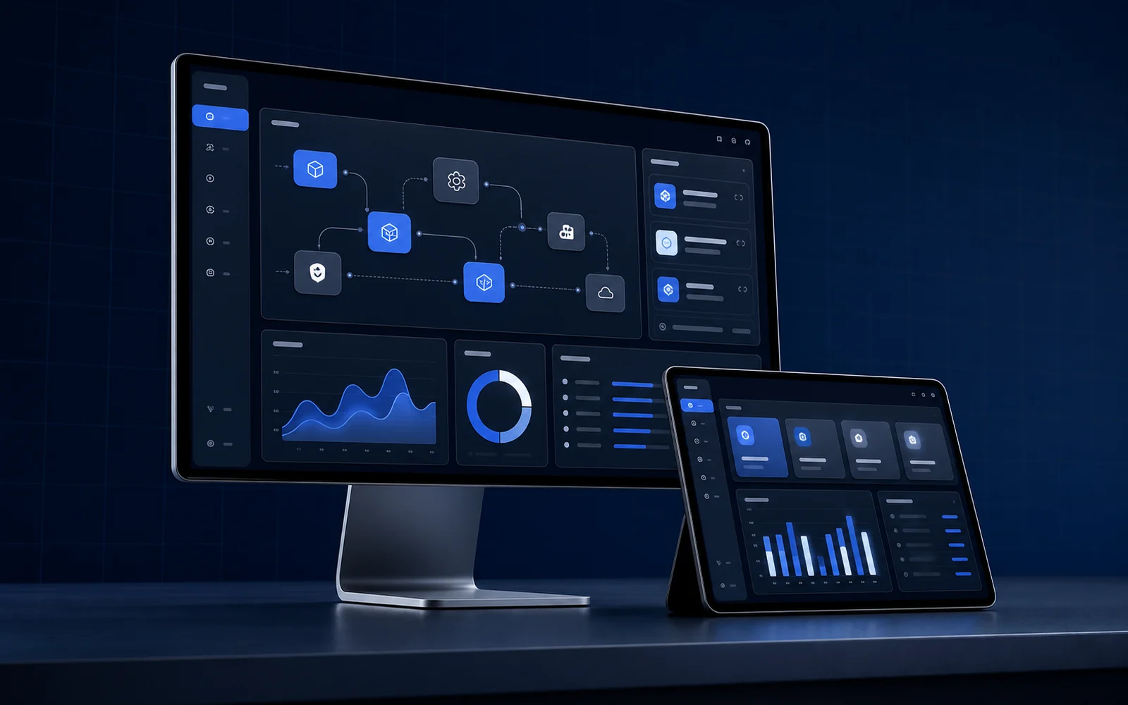 Dashboard de un sistema web a medida con flujos, integraciones y visualización de datos.